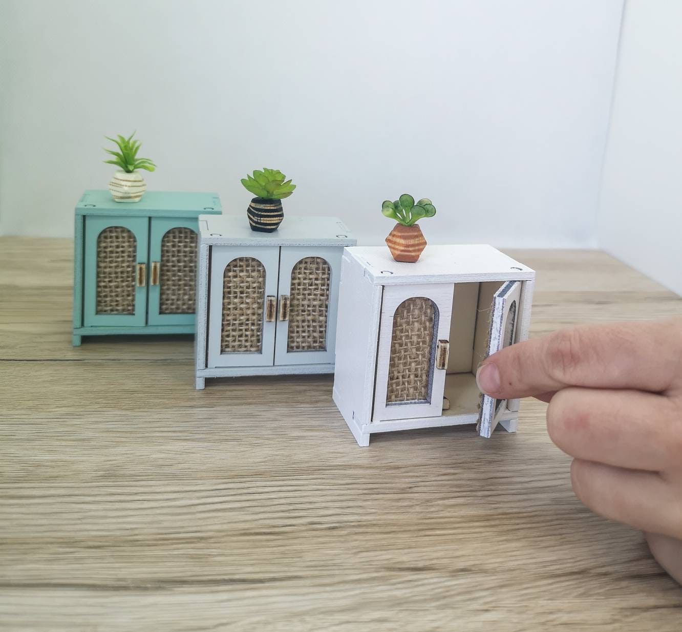 Dollhouse mid century cabinet, miniature sidebord, modern miniature maileg mice furniture, 1:12 scale