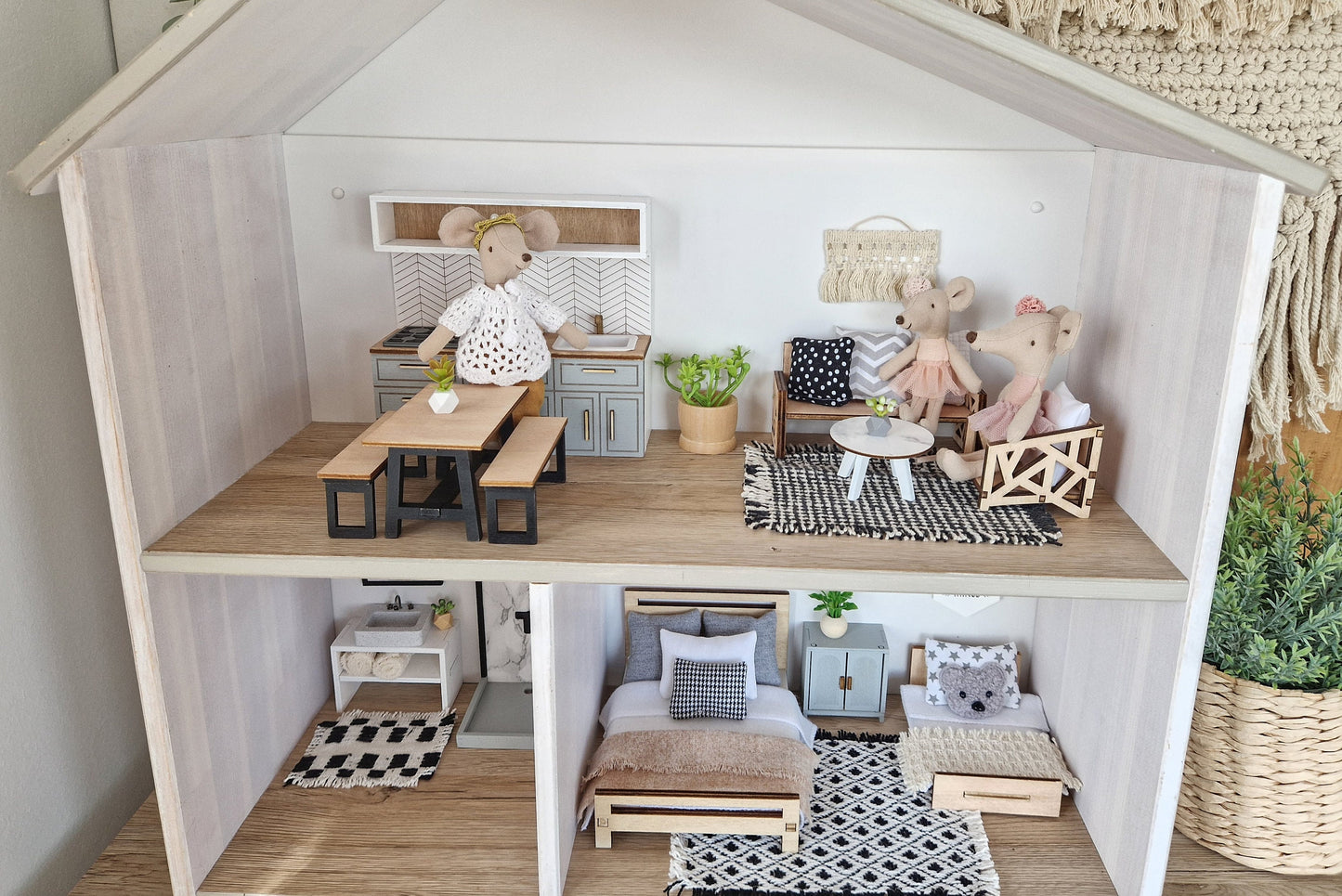 Miniature furniture set, grayscale, dollhouse 1:12 scale furniture bundle (perfect for Ikea dollhouse)