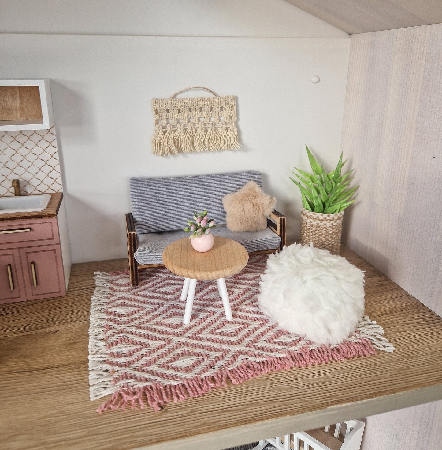 Miniature furniture set, Blush and White, dollhouse 1:12 scale furniture bundle (perfect for Ikea dollhouse)
