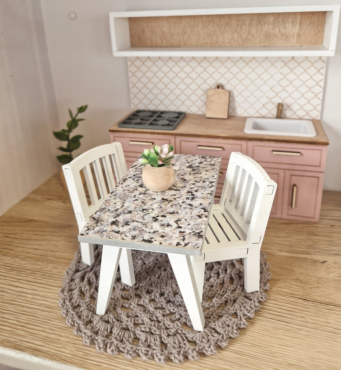 Miniature furniture set, Blush and White, dollhouse 1:12 scale furniture bundle (perfect for Ikea dollhouse)