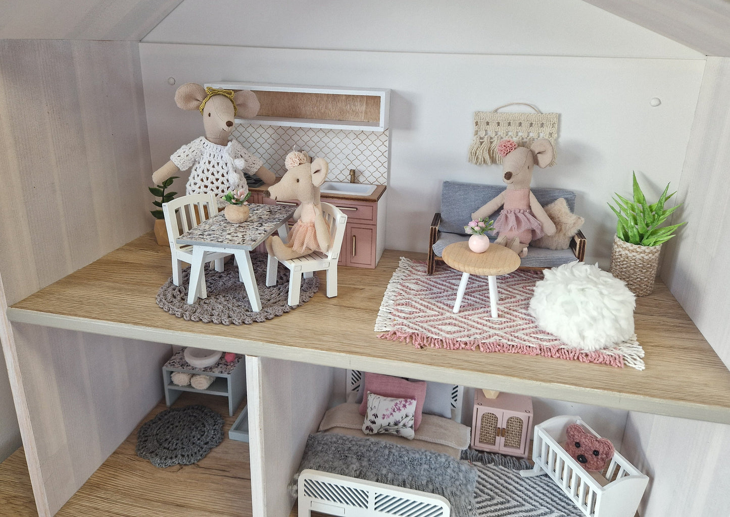 Miniature furniture set, Blush and White, dollhouse 1:12 scale furniture bundle (perfect for Ikea dollhouse)