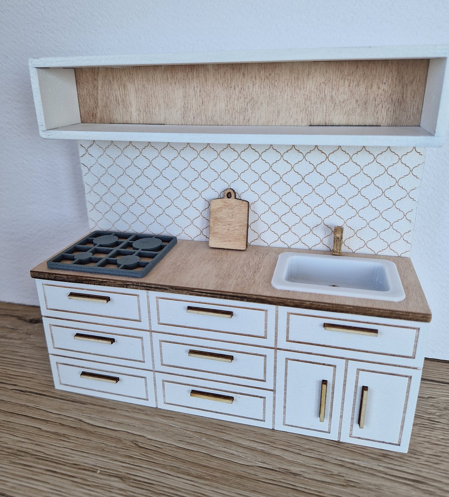 Miniature dollhouse kitchen, White, 1:12 scale, miniature furniture (perfect for Ikea dollhouse)