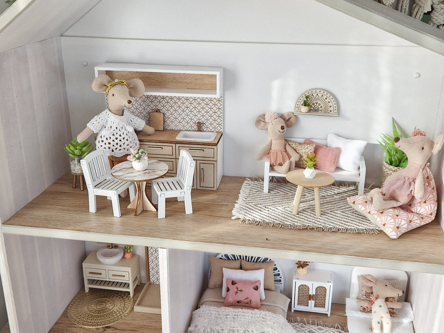 Miniature furniture set, Rose Garden, dollhouse 1:12 scale furniture bundle (perfect for Ikea dollhouse)
