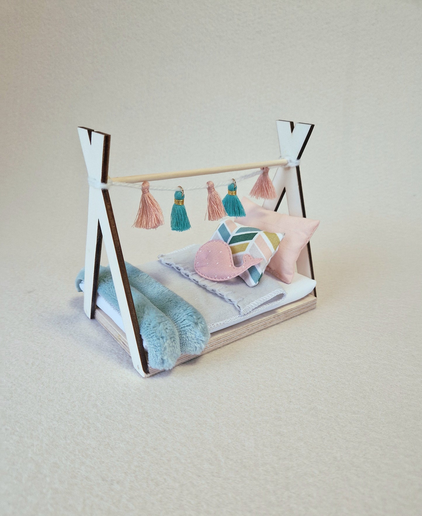 Dolhouse kids room set 1:12 scale, Vibrant Snuggle, miniature furniture bundle, maileg mice (perfect for Ikea dollhouse)