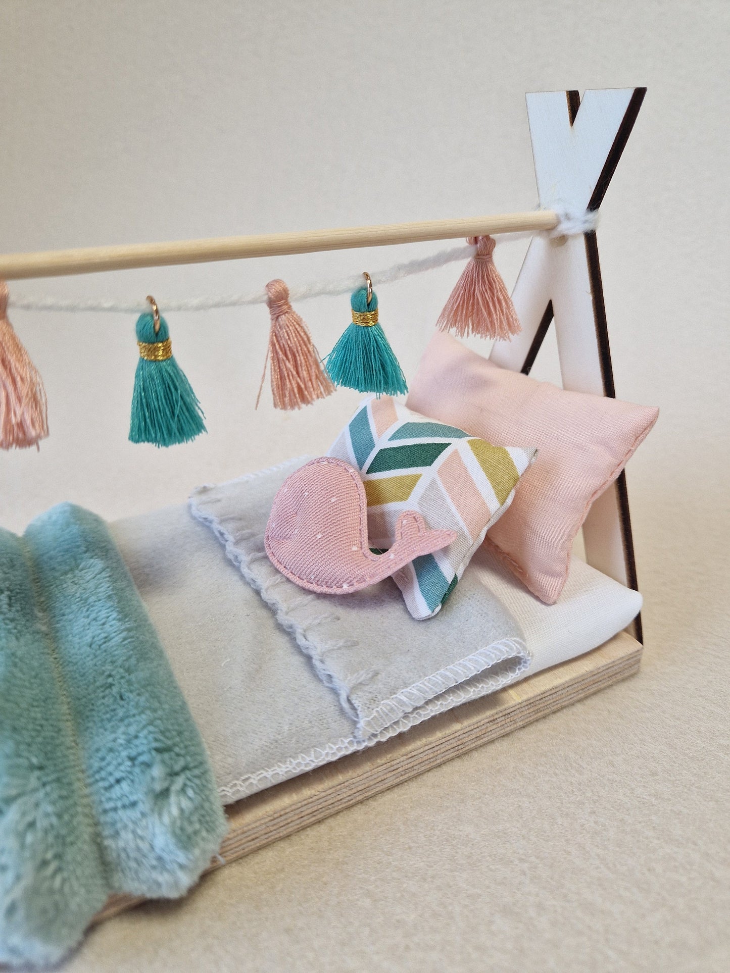 Dolhouse kids room set 1:12 scale, Vibrant Snuggle, miniature furniture bundle, maileg mice (perfect for Ikea dollhouse)