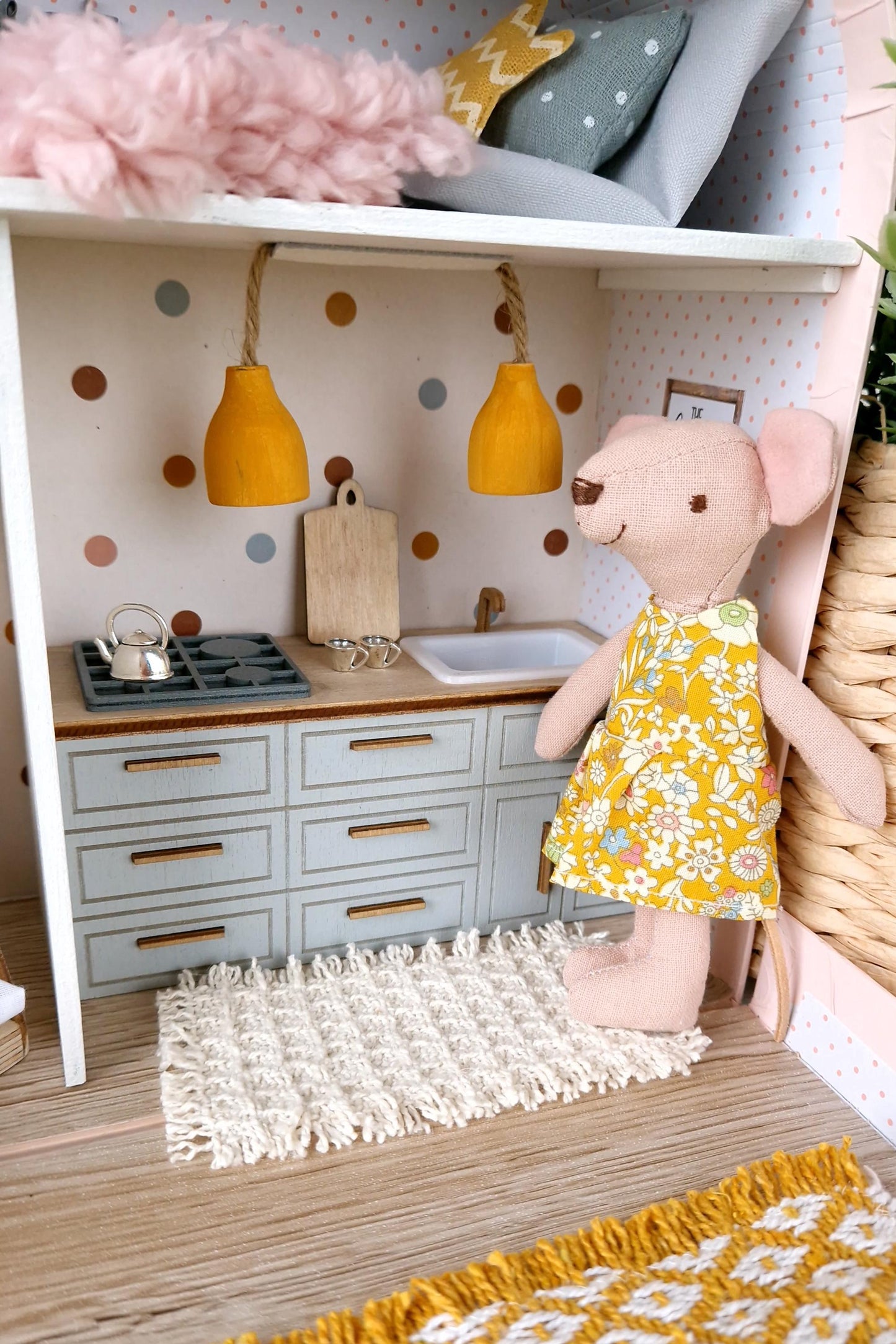 Cozy Pastel Home - Large Dollhouse in a Suitcase