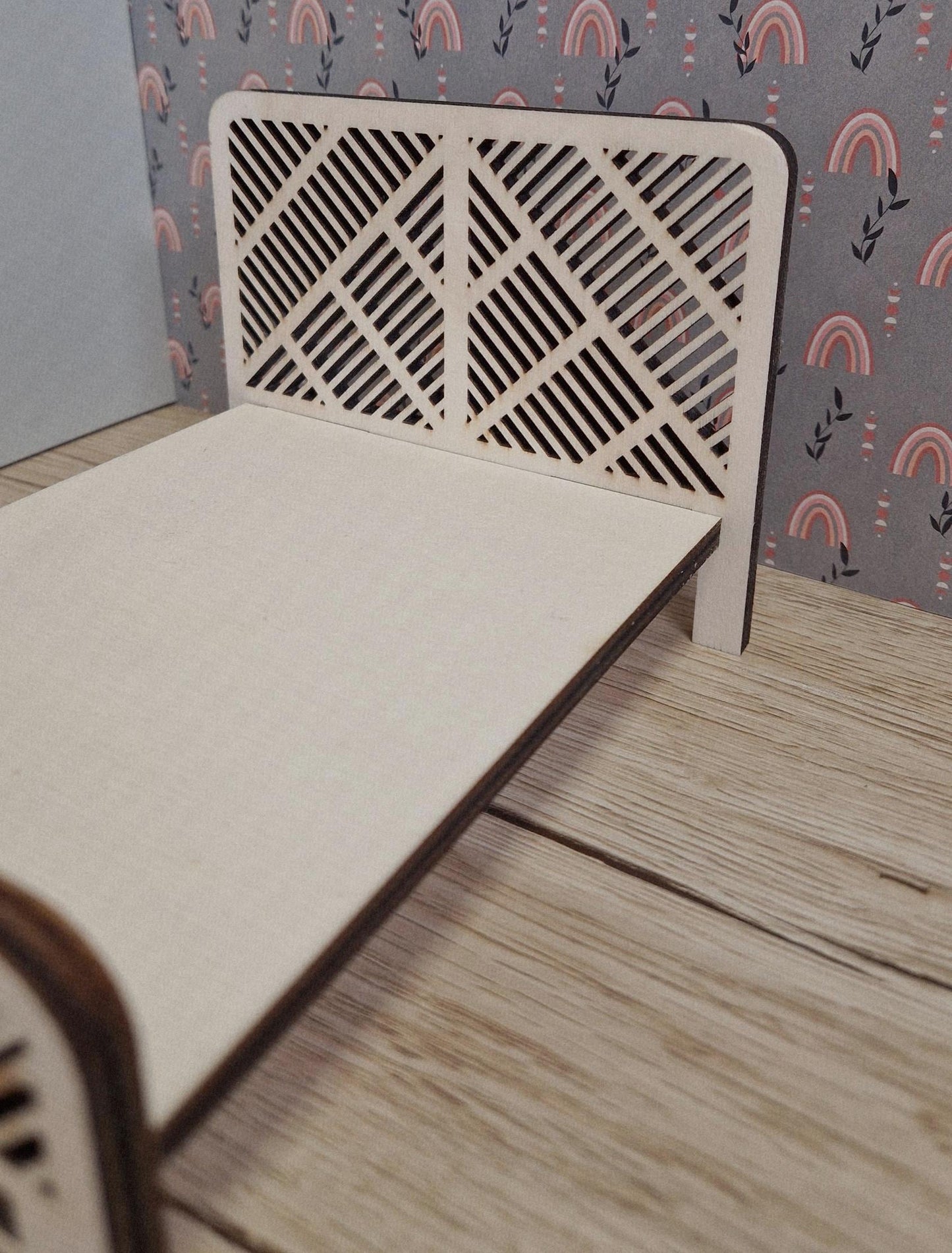 DIY Diagonal Bed – Miniature Wooden Dollhouse Bed