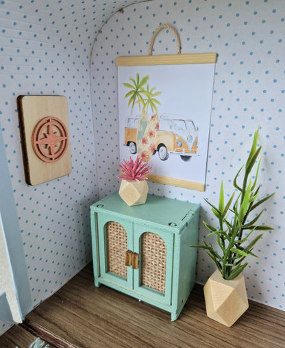 Small Dollhouse in a Suitcase , Dollhouse, Miniature furniture, 1:12 scale, Maileg mouse house