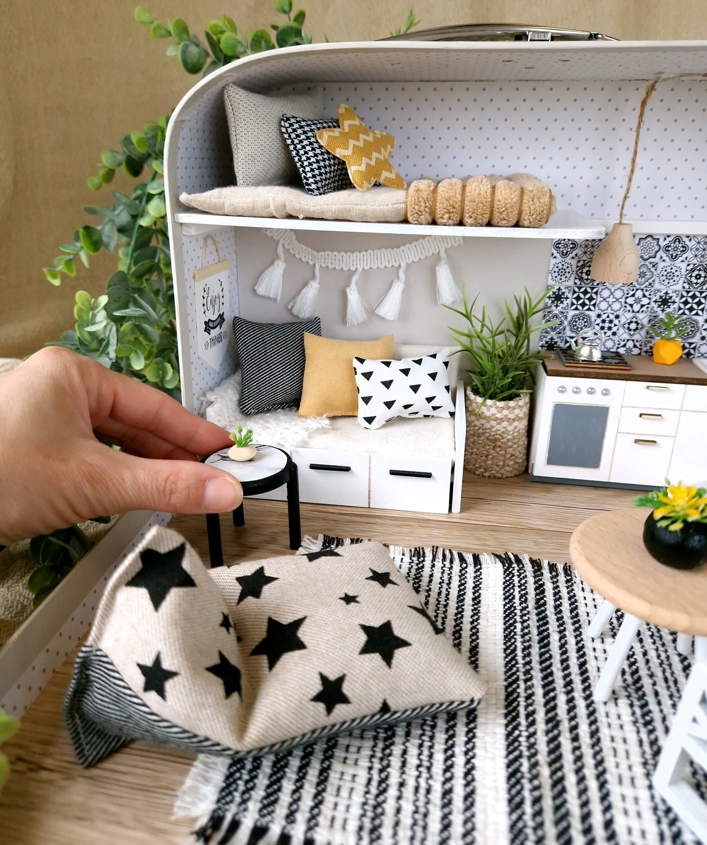 Medium Dollhouse in a Suitcase, Miniature furniture in 1:12 scale, Maileg mouse house