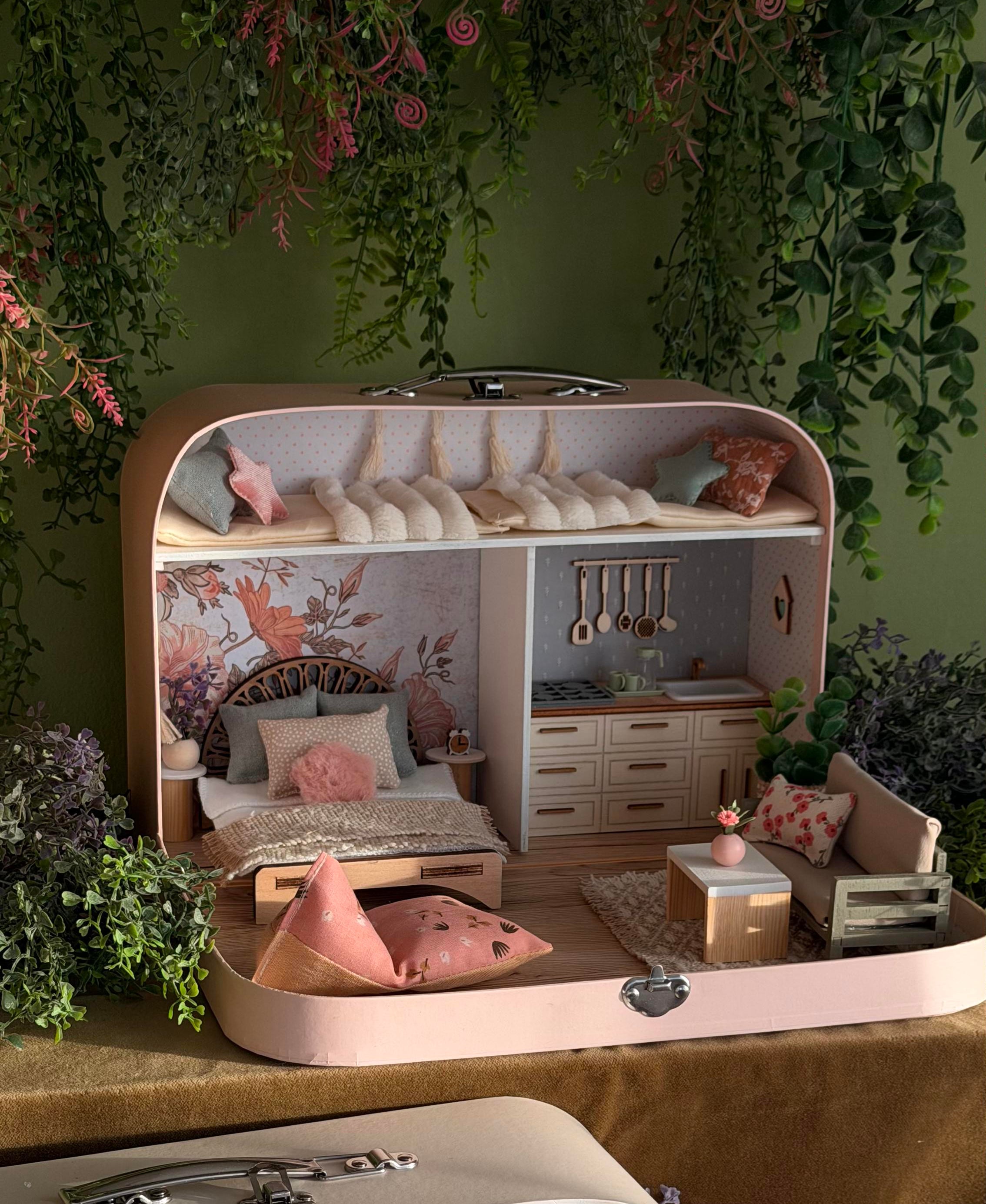 Cozy Pastel Retreat – Large Suitcase Dollhouse