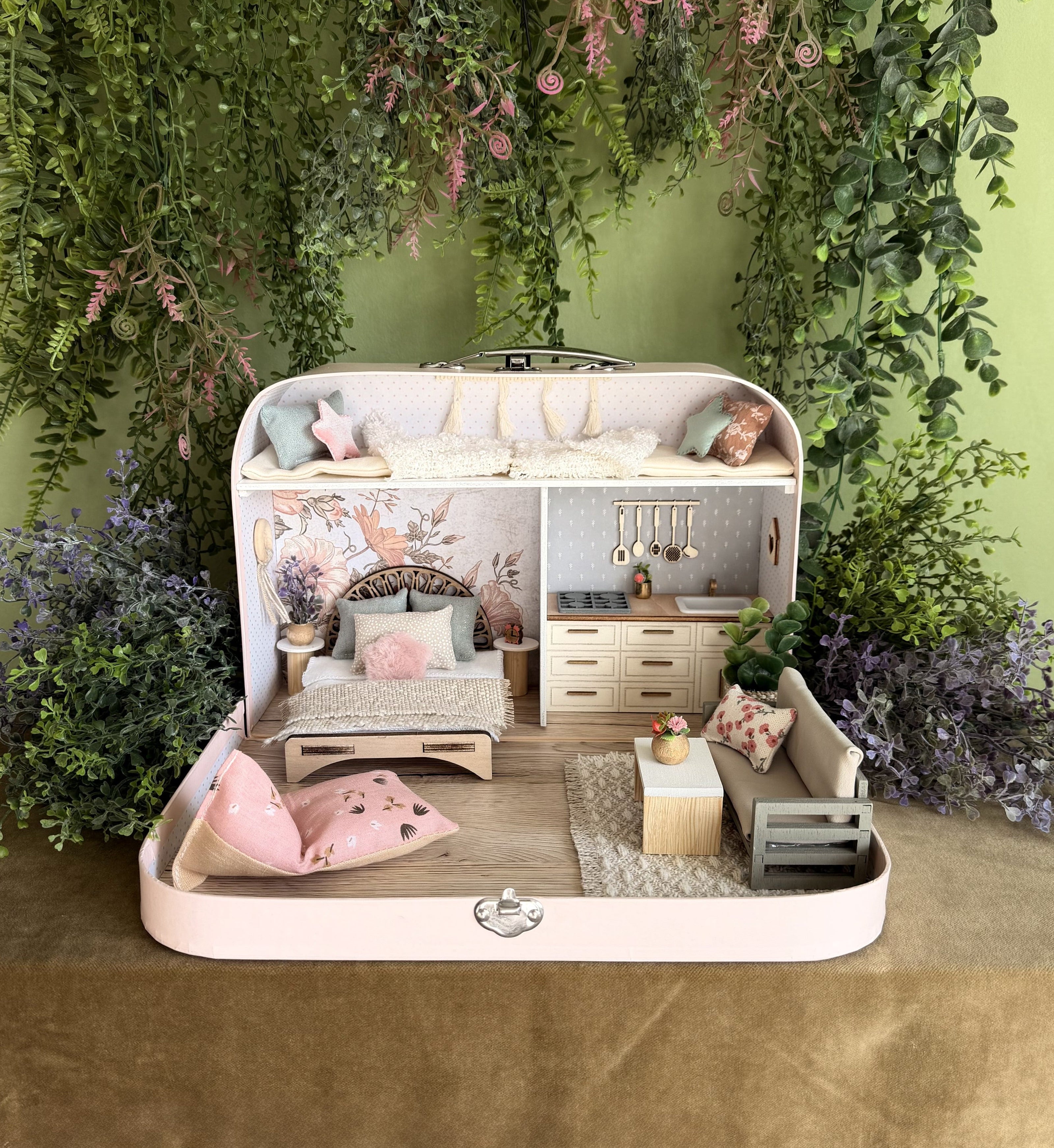 Cozy Pastel Retreat – Large Suitcase Dollhouse