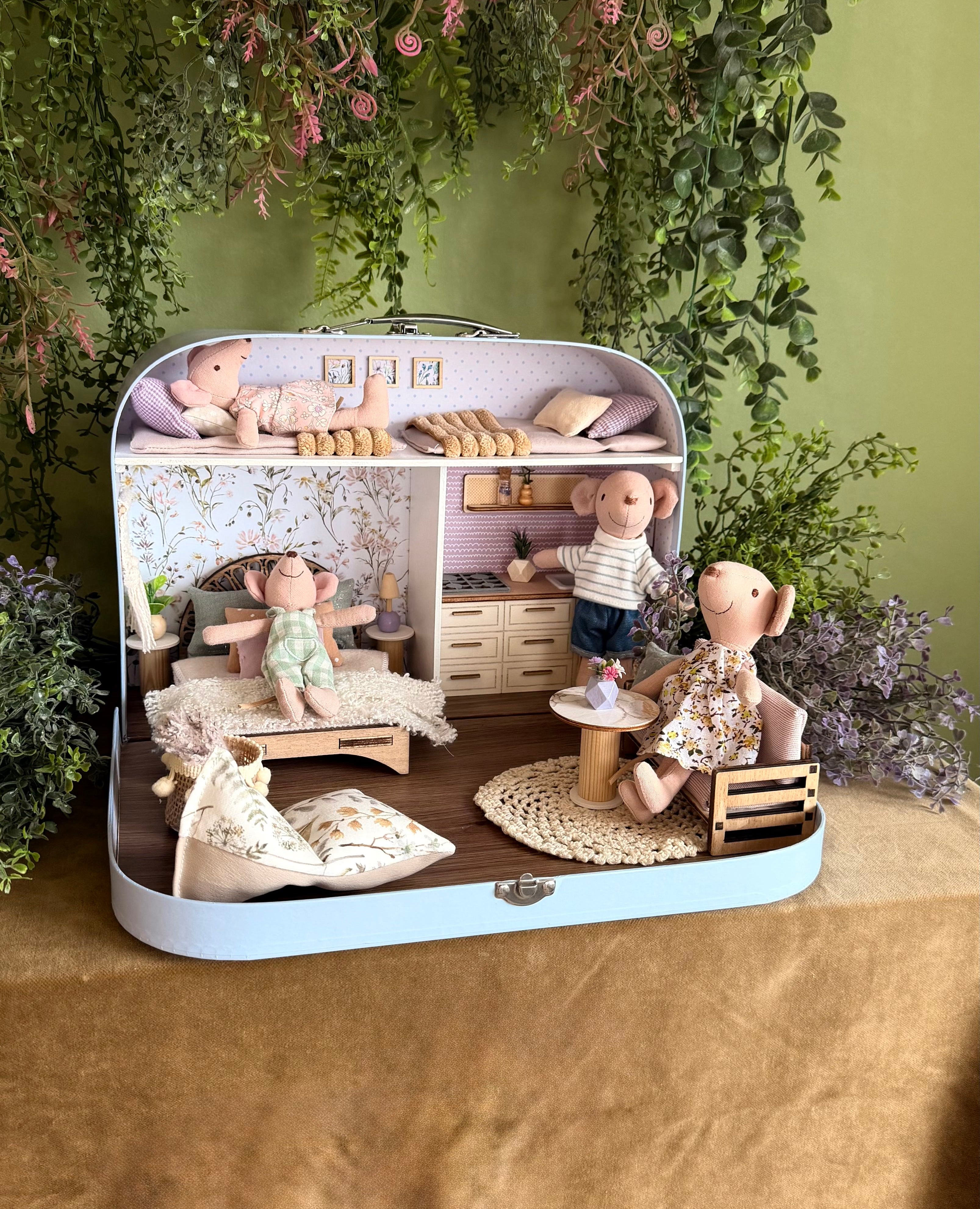 Lavender Luxe – Large Suitcase Dollhouse – Little houses by ArtEva