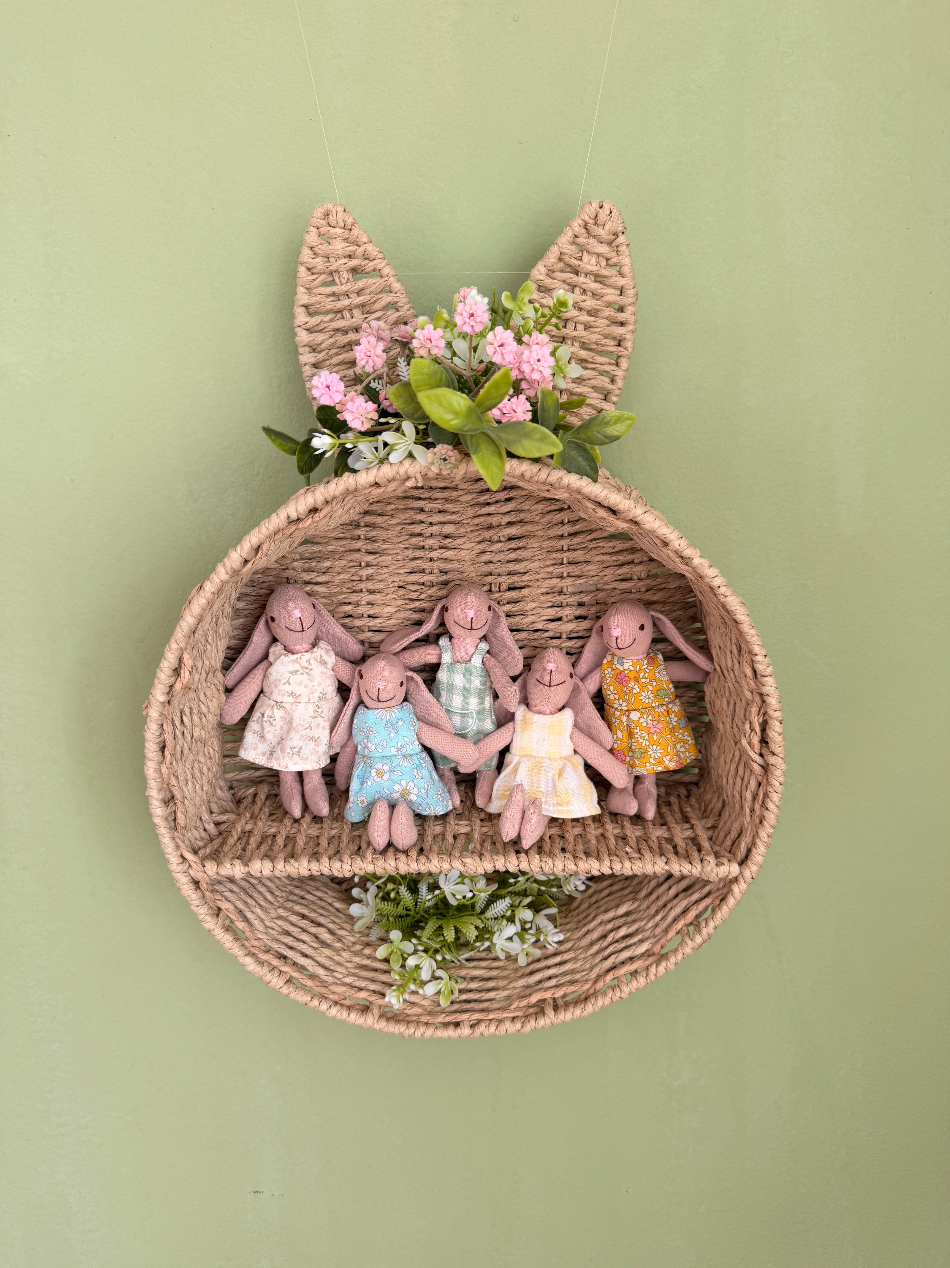 Little soft Bunnies, Handmade Fabric Dolls