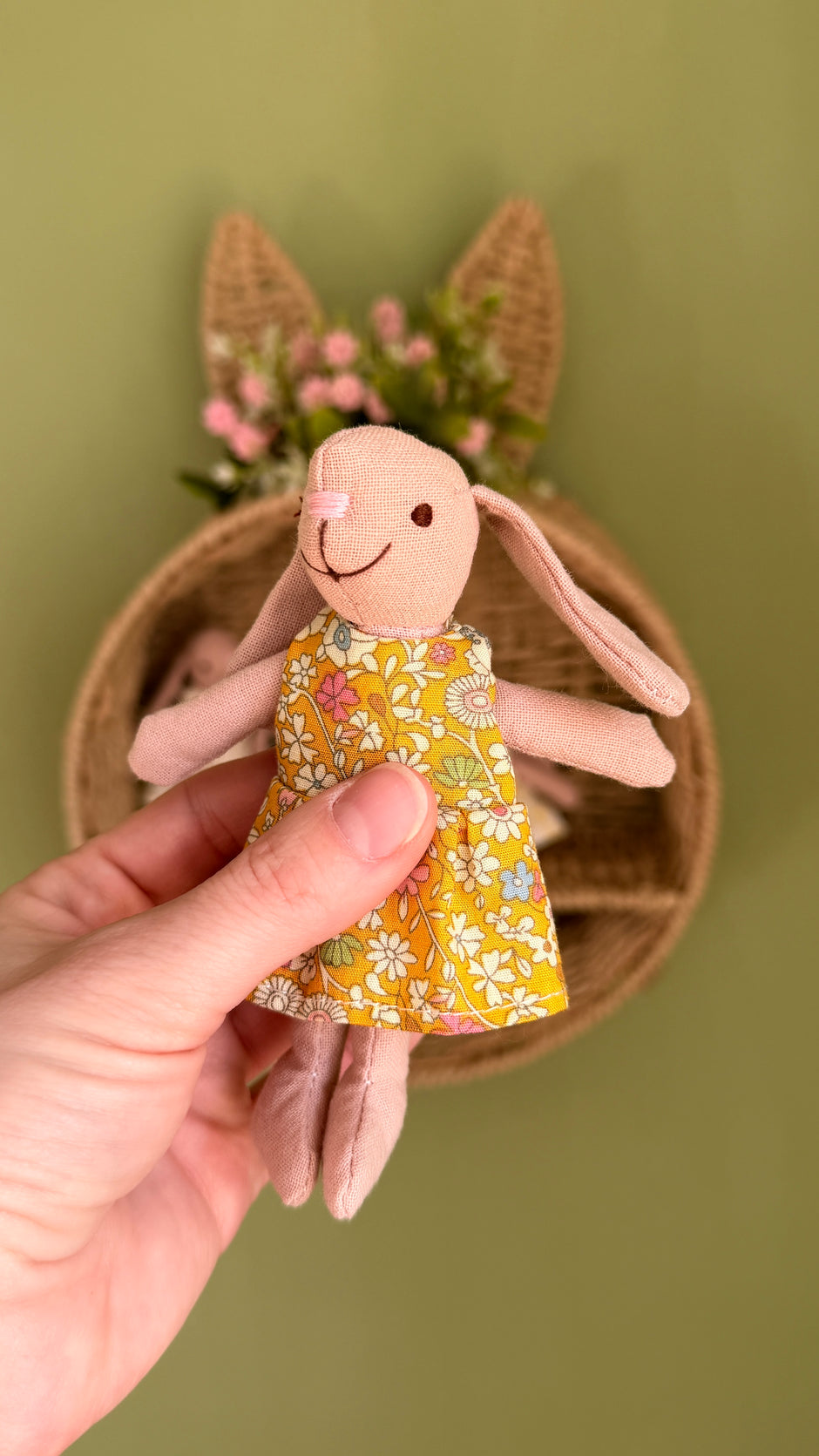Little soft Bunnies, Handmade Fabric Dolls