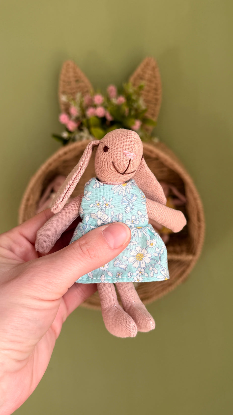 Little soft Bunnies, Handmade Fabric Dolls