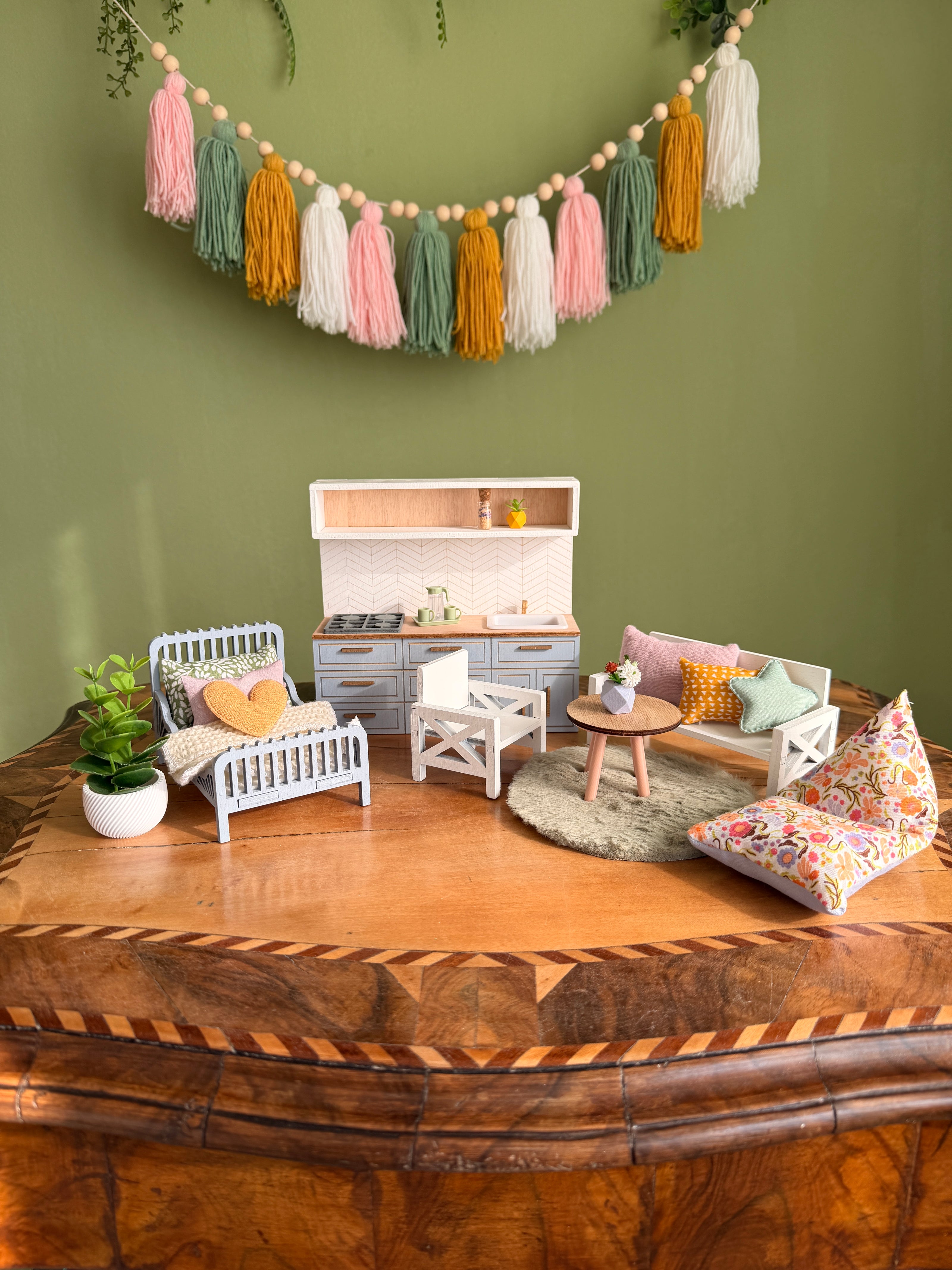 Pastel Spring Furniture Set - 1:12 Dollhouse