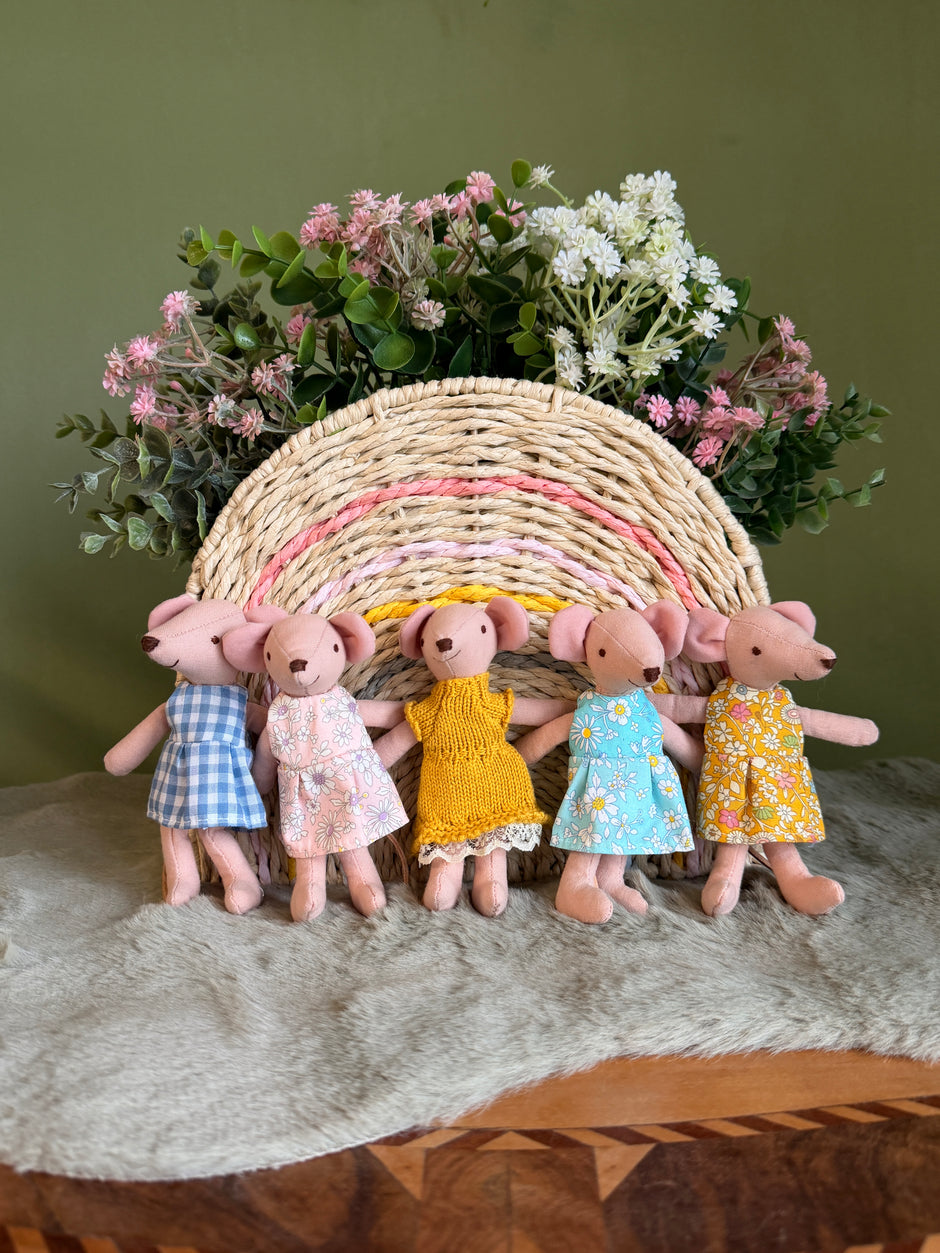 Mouse Dolls, Handmade Fabric Dolls