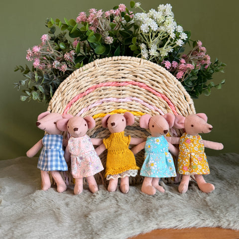 Mouse Dolls, Handmade Fabric Dolls