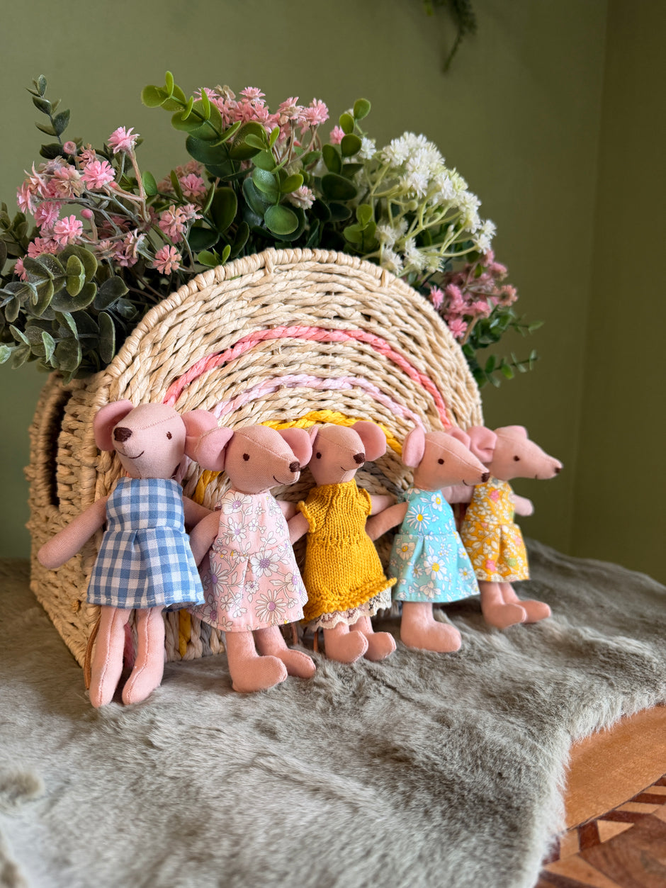 Mouse Dolls, Handmade Fabric Dolls