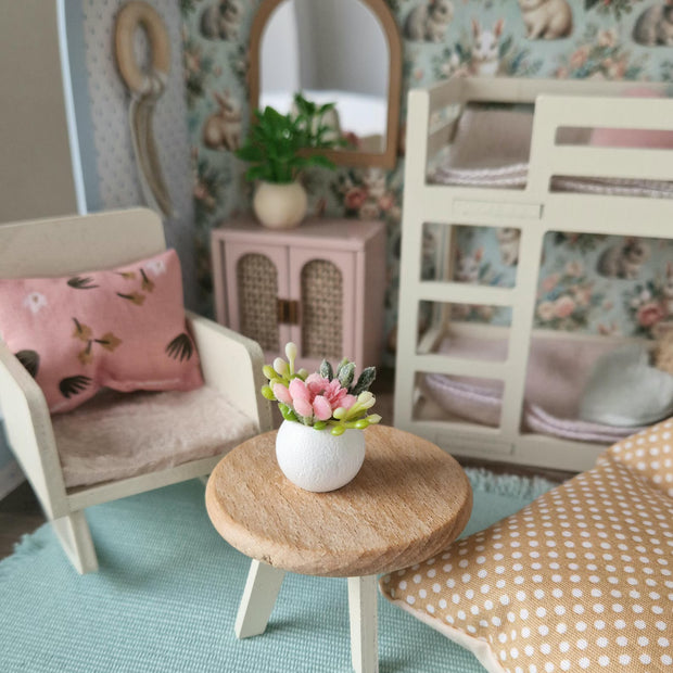 Small Dollhouse in a Suitcase , Little Bunnies Nest, Dollhouse, Miniature furniture, 1:12 scale, Maileg mouse house