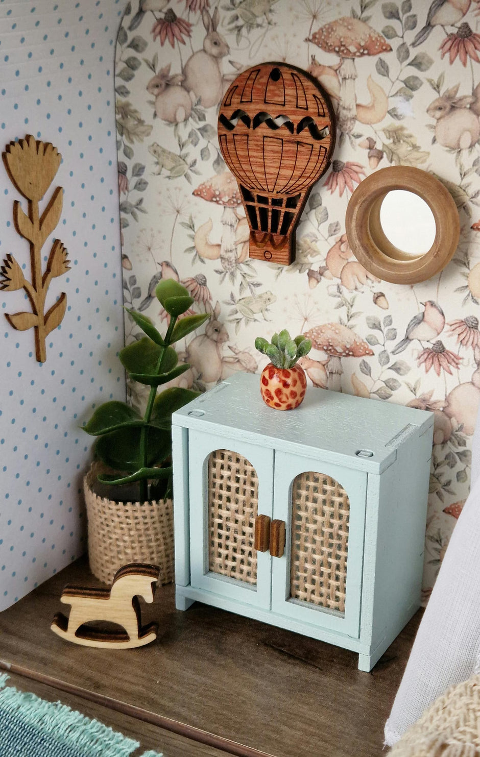 Small Dollhouse in a Suitcase , Little Forest , Dollhouse, Miniature furniture, 1:12 scale, Maileg mouse house