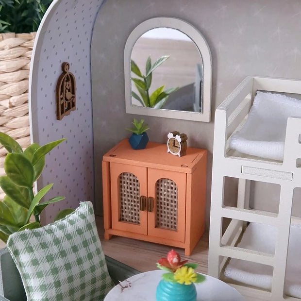 Spring Floral travel dollhouse, Small Dollhouse in a Suitcase