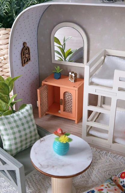 Spring Floral travel dollhouse, Small Dollhouse in a Suitcase