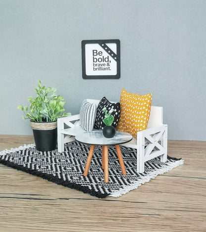 Miniature living room bundle 1:12 scale, Luxe Comfort, modern dollhouse furniture (perfect for Ikea Flisat Dollhouse)