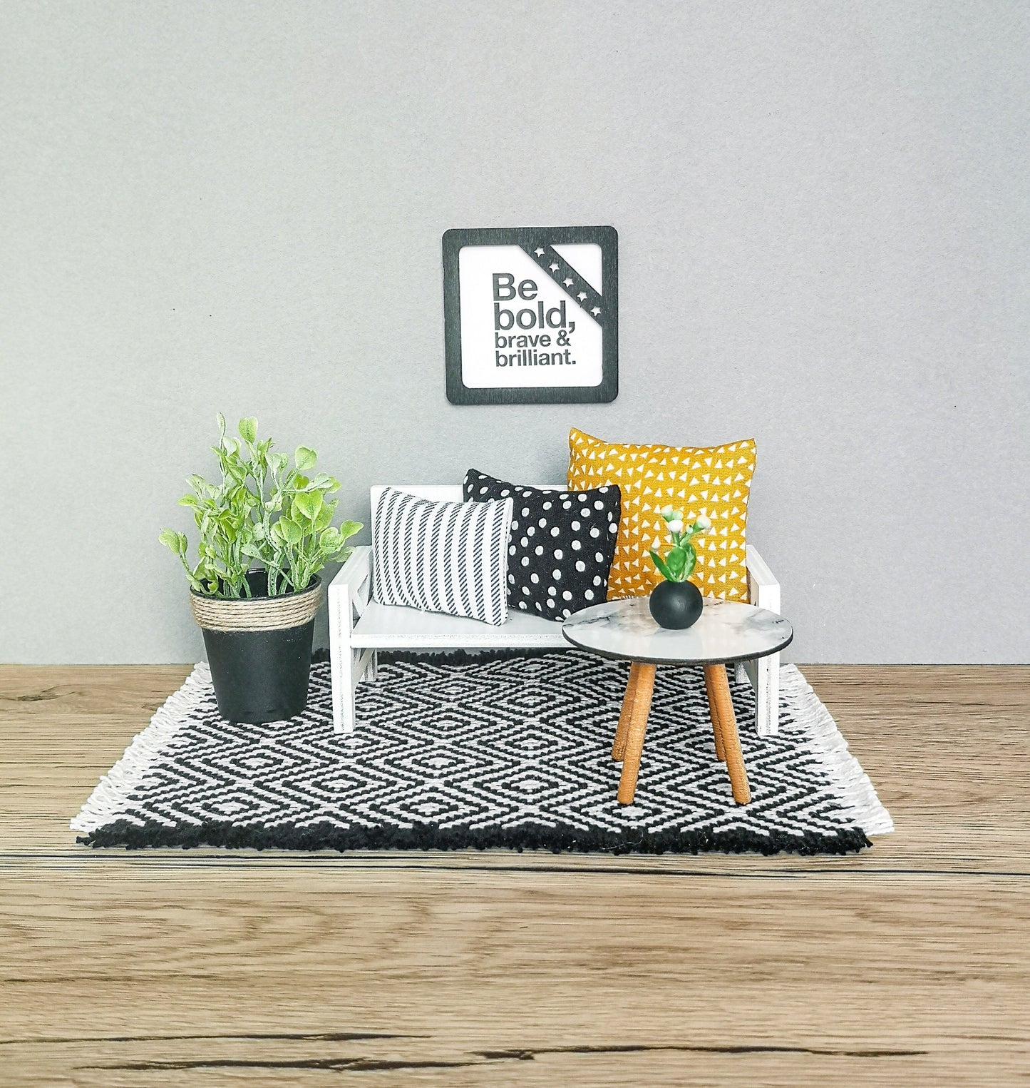 Miniature living room bundle 1:12 scale, Luxe Comfort, modern dollhouse furniture (perfect for Ikea Flisat Dollhouse)