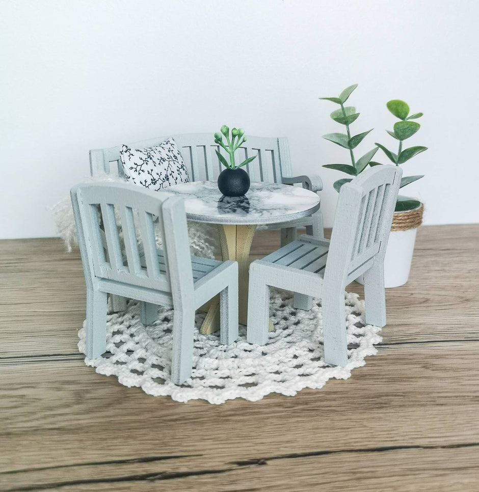Miniature dining set 1:12 scale, Monochrome Elegance, modern miniature dollhouse furniture ( perfect for Ikea Dollhouse)
