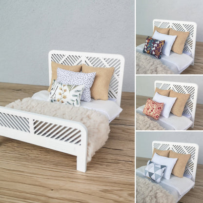 Dollhouse double bed 1:12 scale, Diagonals 1 ,miniature furniture bundle (perfect for Ikea Dollhouse)
