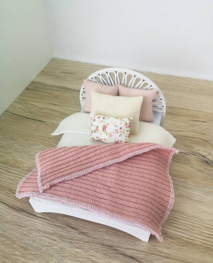 Dollhouse double bed 1:12 scale, Restful Bliss, miniature furniture bundle (perfect for Ikea Dollhouse)