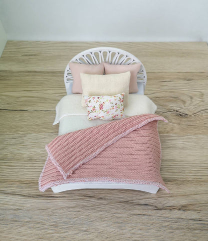 Dollhouse double bed 1:12 scale, Restful Bliss, miniature furniture bundle (perfect for Ikea Dollhouse)