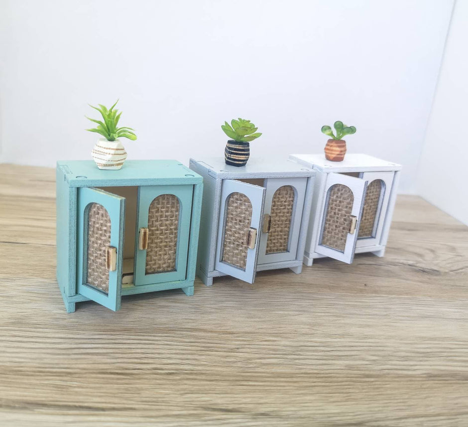 Dollhouse mid century cabinet, miniature sidebord, modern miniature maileg mice furniture, 1:12 scale