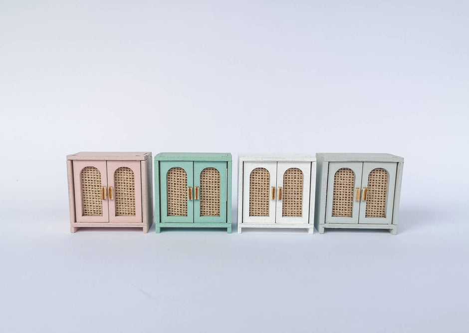 Dollhouse mid century cabinet, miniature sidebord, modern miniature maileg mice furniture, 1:12 scale