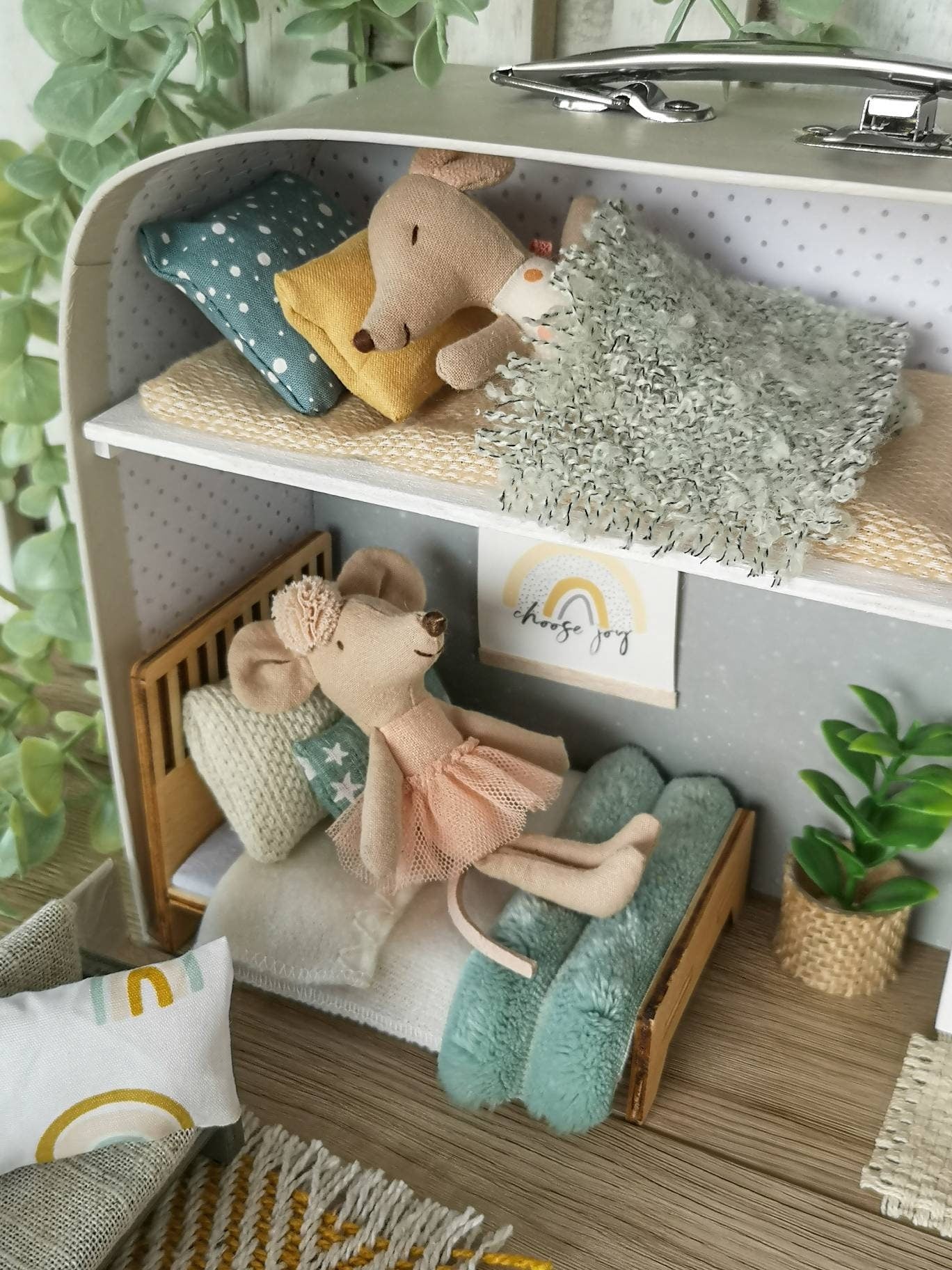 Medium Dollhouse in a Suitcase, The Calm Grove, Miniature furniture in 1:12 scale, Maileg mouse house