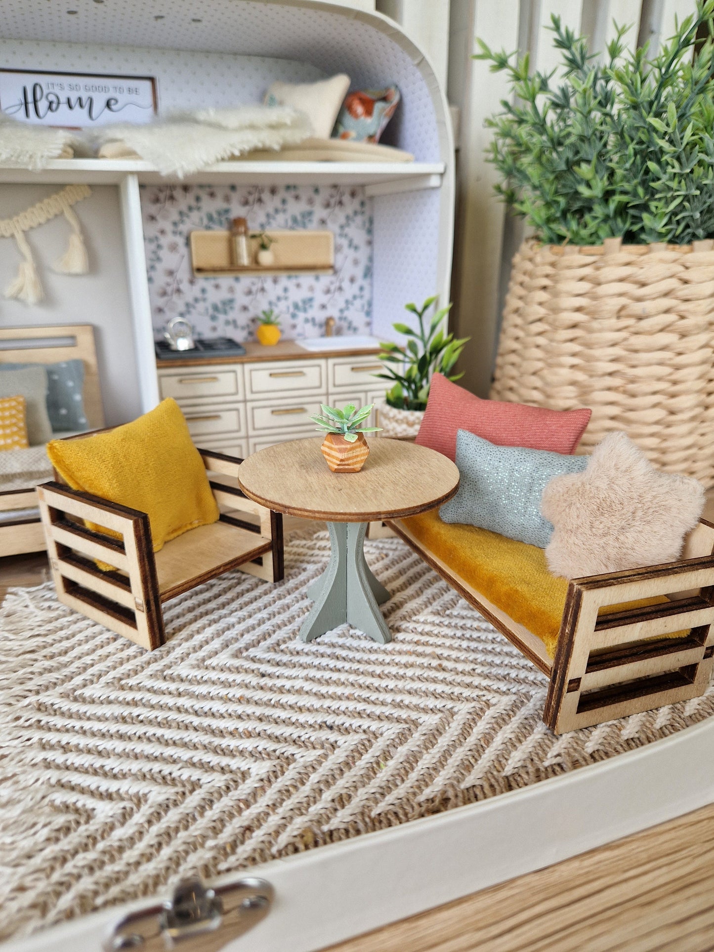 Large Dollhouse in a Suitcase, Bluebird Cottage, Miniature furniture in 1:12 scale, Maileg mouse house