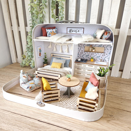 Bluebird Cottage – Large Suitcase Dollhouse