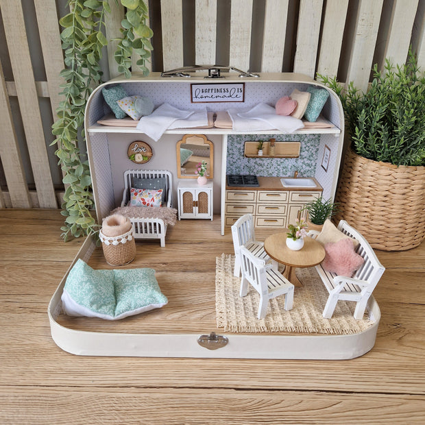 Pastel Playhouse – Large Suitcase Dollhouse