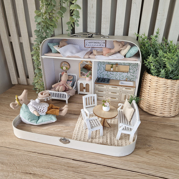Pastel Playhouse – Large Suitcase Dollhouse