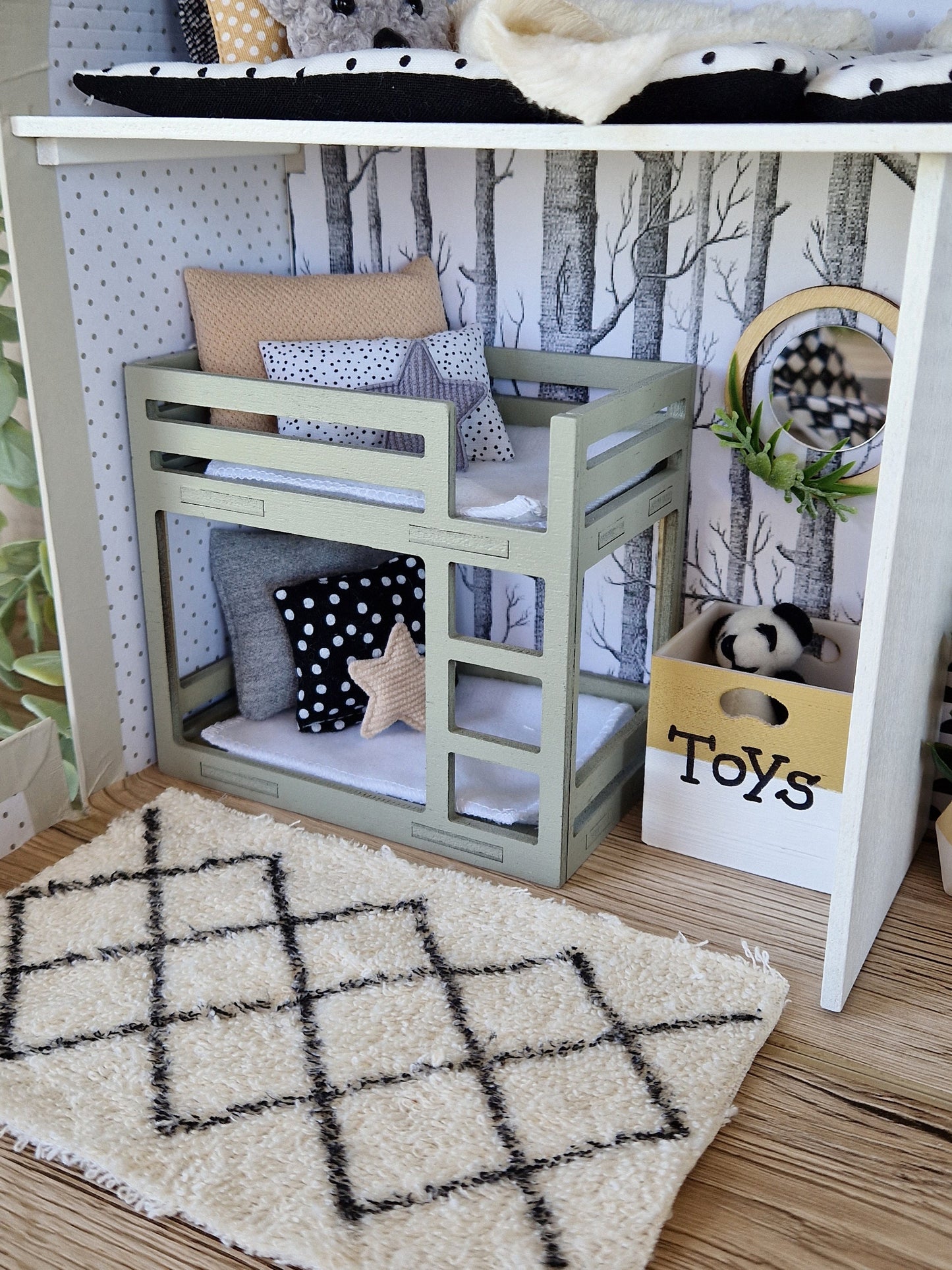 Large Dollhouse in a Suitcase, Shades of Fun, Miniature furniture in 1:12 scale, Maileg mouse house