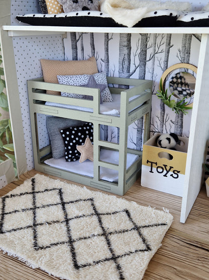 Large Dollhouse in a Suitcase, Shades of Fun, Miniature furniture in 1:12 scale, Maileg mouse house