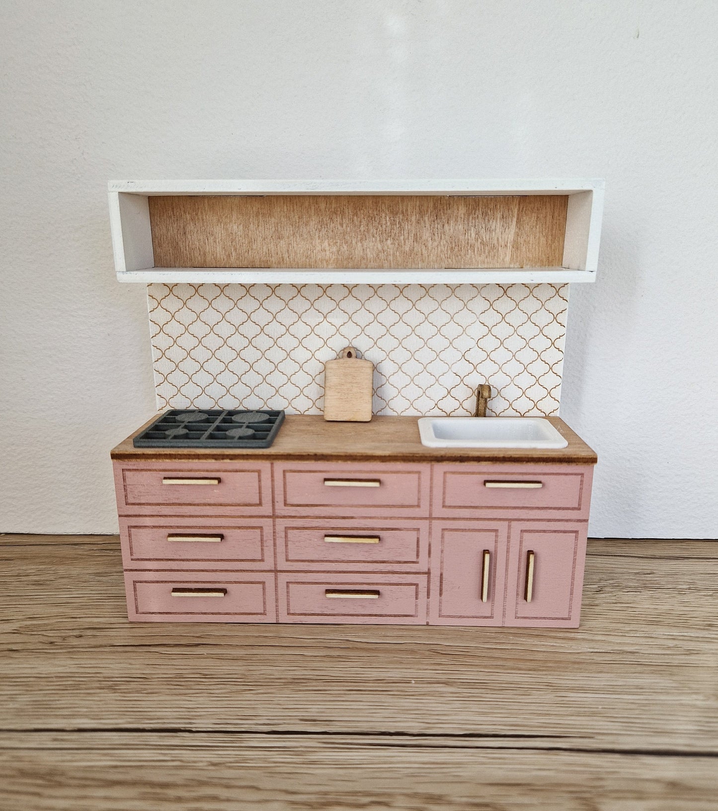 Miniature dollhouse kitchen, 1:12 scale, Blush, miniature furniture (perfect for Ikea dollhouse)