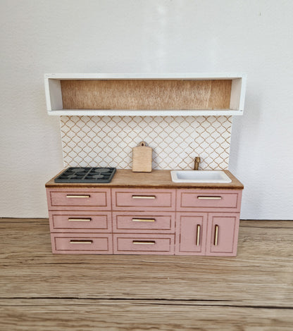 Miniature dollhouse kitchen, 1:12 scale, Blush, miniature furniture (perfect for Ikea dollhouse)