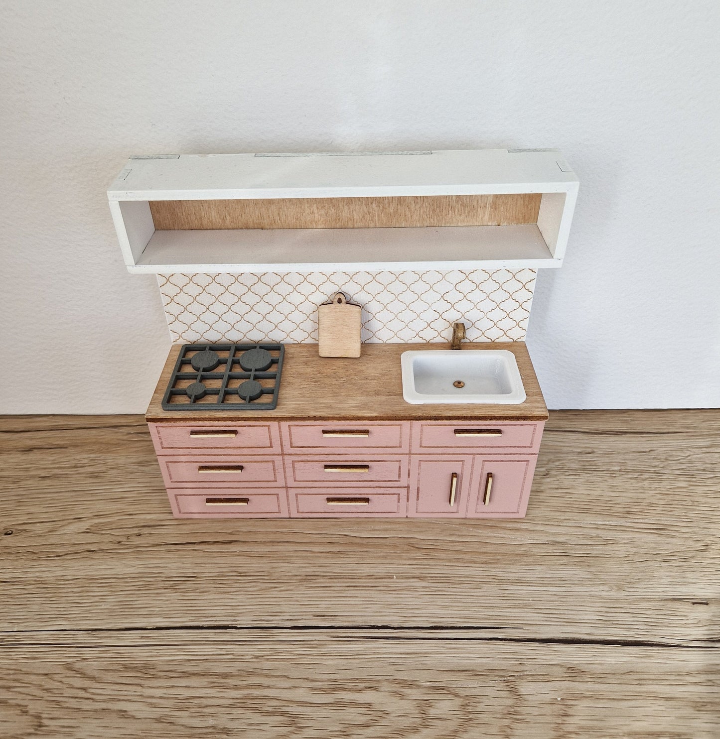 Miniature dollhouse kitchen, 1:12 scale, Blush, miniature furniture (perfect for Ikea dollhouse)