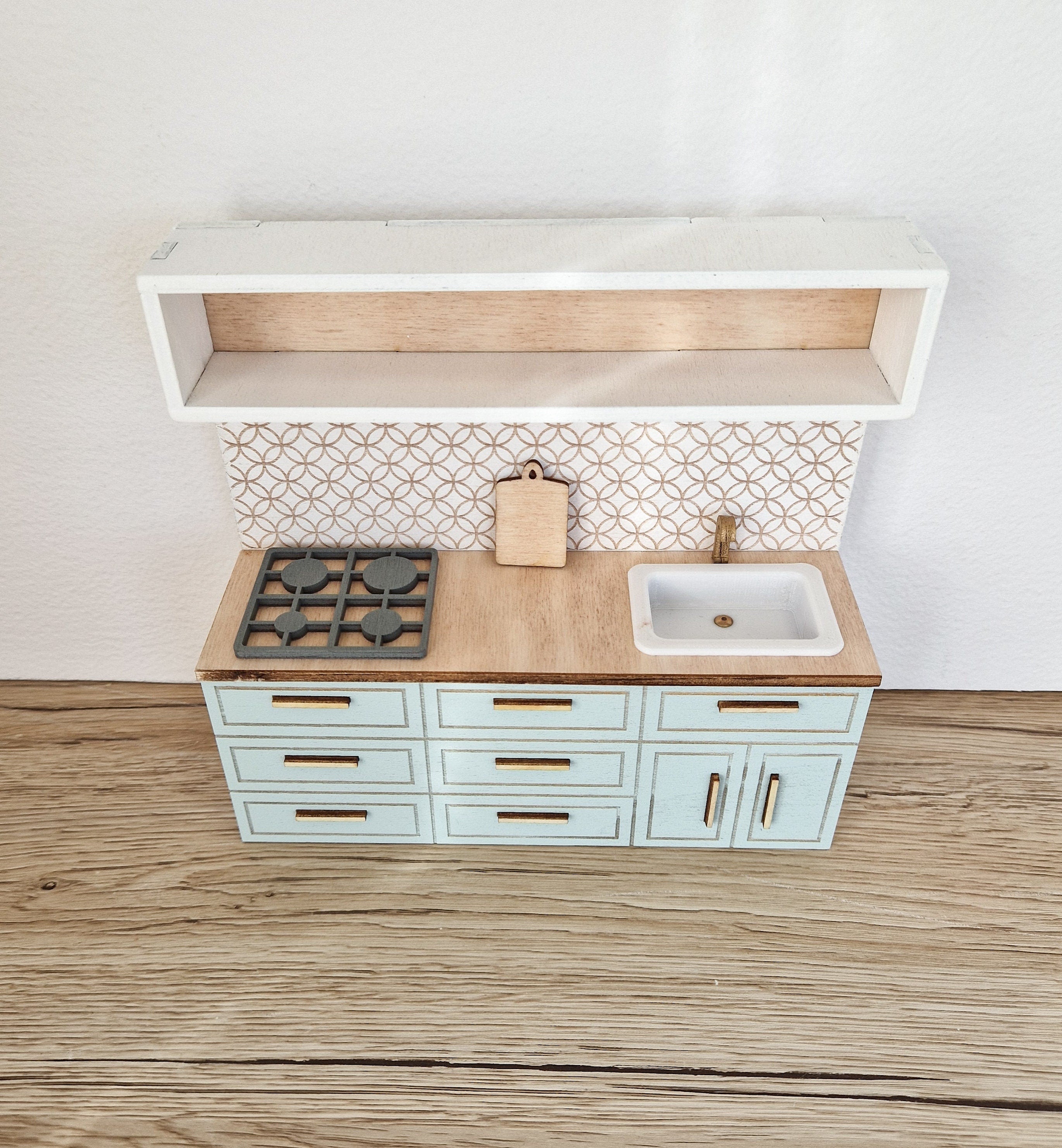Miniature dollhouse kitchen, Cloud, 1:12 scale, miniature furniture (perfect for Ikea dollhouse)