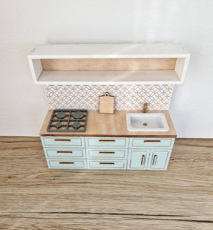 Miniature dollhouse kitchen, Cloud, 1:12 scale, miniature furniture (perfect for Ikea dollhouse)