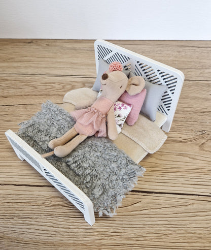 Dollhouse double bed 1:12 scale, miniature furniture bundle (perfect for Ikea Dollhouse)