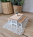 Miniatur-Essgruppe im Maßstab 1:12, Weiß und Holz, moderne Miniatur-Puppenhausmöbel (perfekt für Ikea-Puppenhäuser)