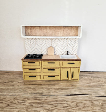 Miniature dollhouse kitchen, Mellow, 1:12 scale, miniature furniture (perfect for Ikea dollhouse)